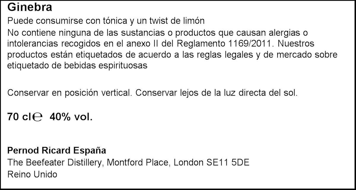 Ginebra Beefeater 70cl