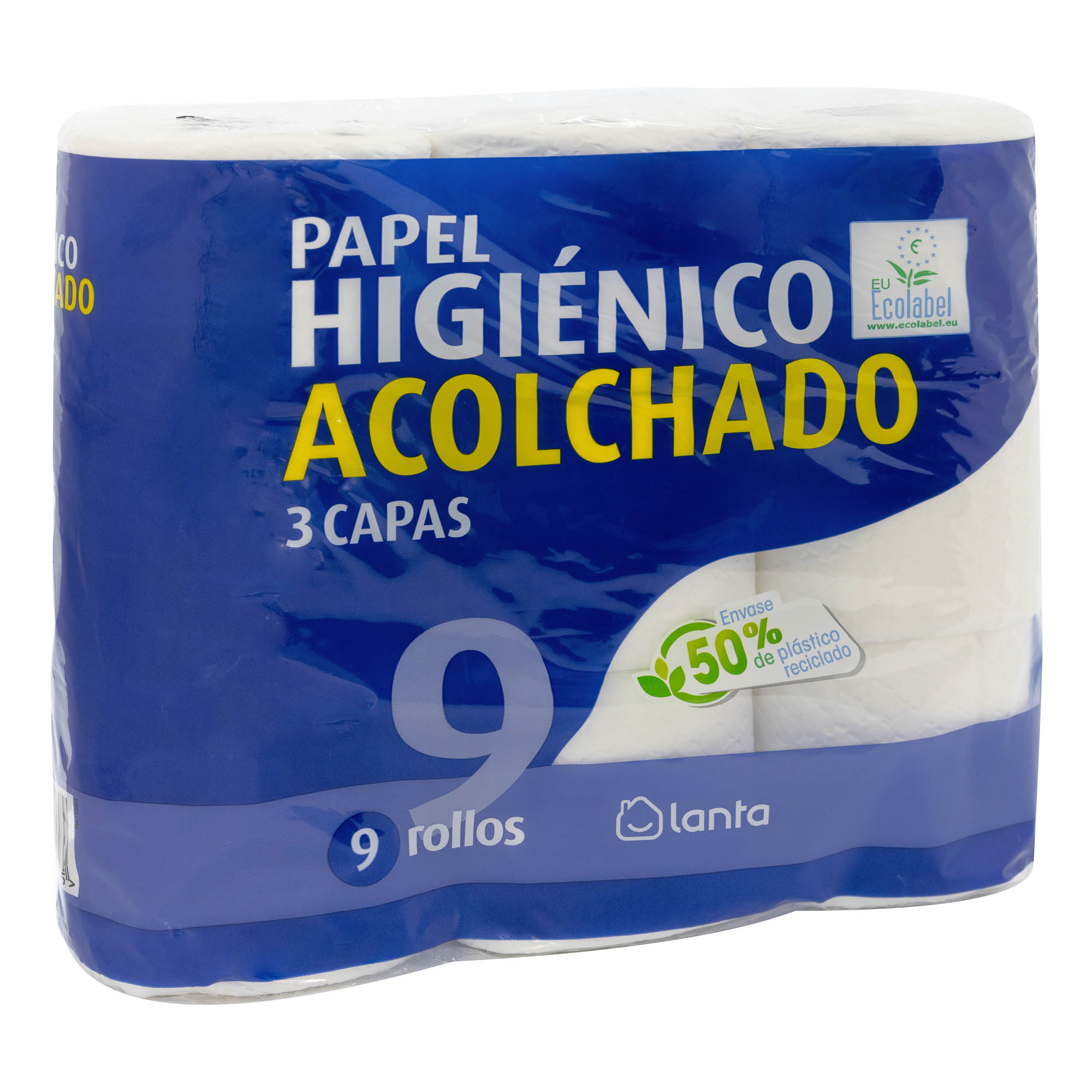 Papel higiénico Lanta 9 rollos triple capa acolchado