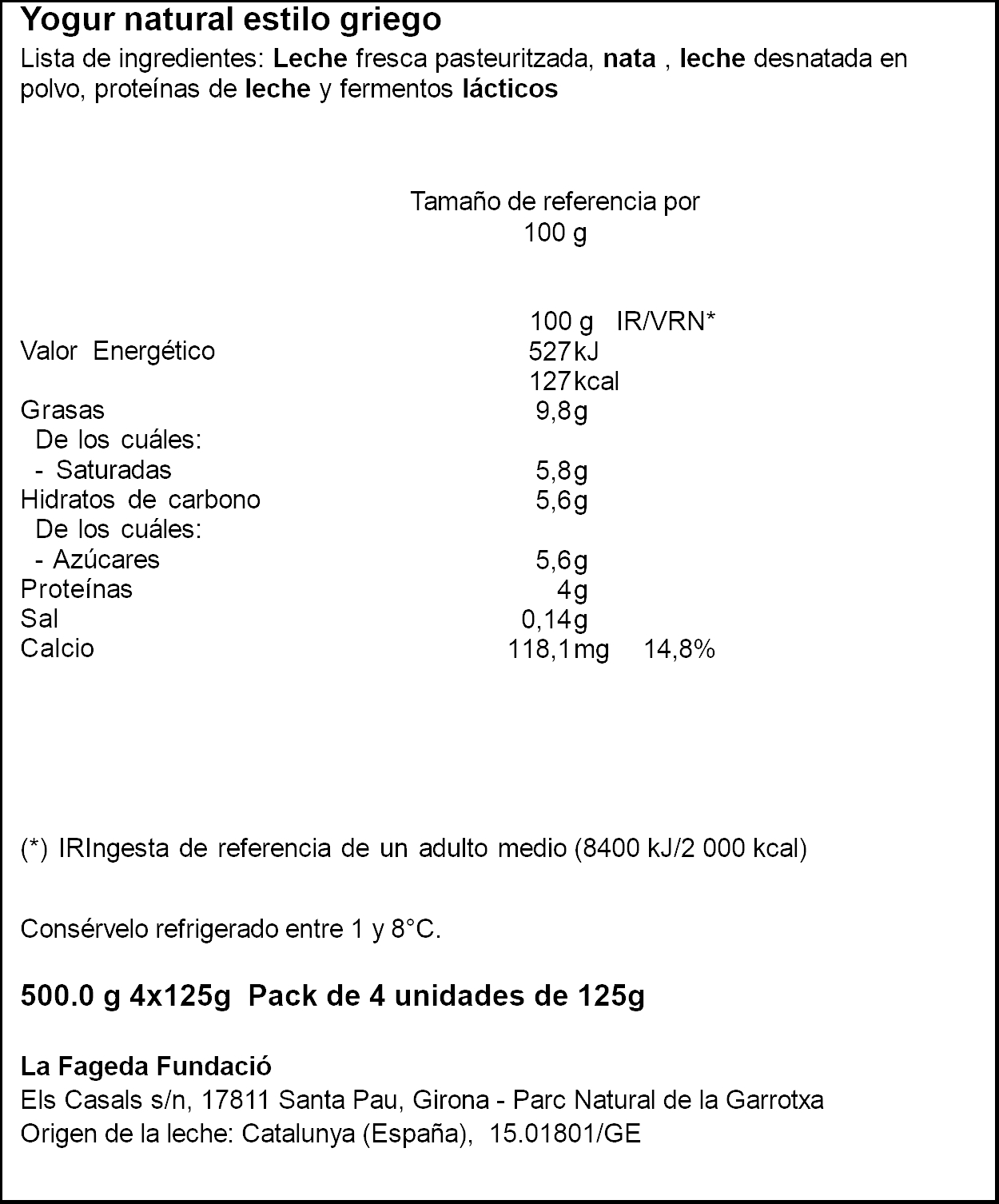 Yogur estilo griego Fageda pack 4
