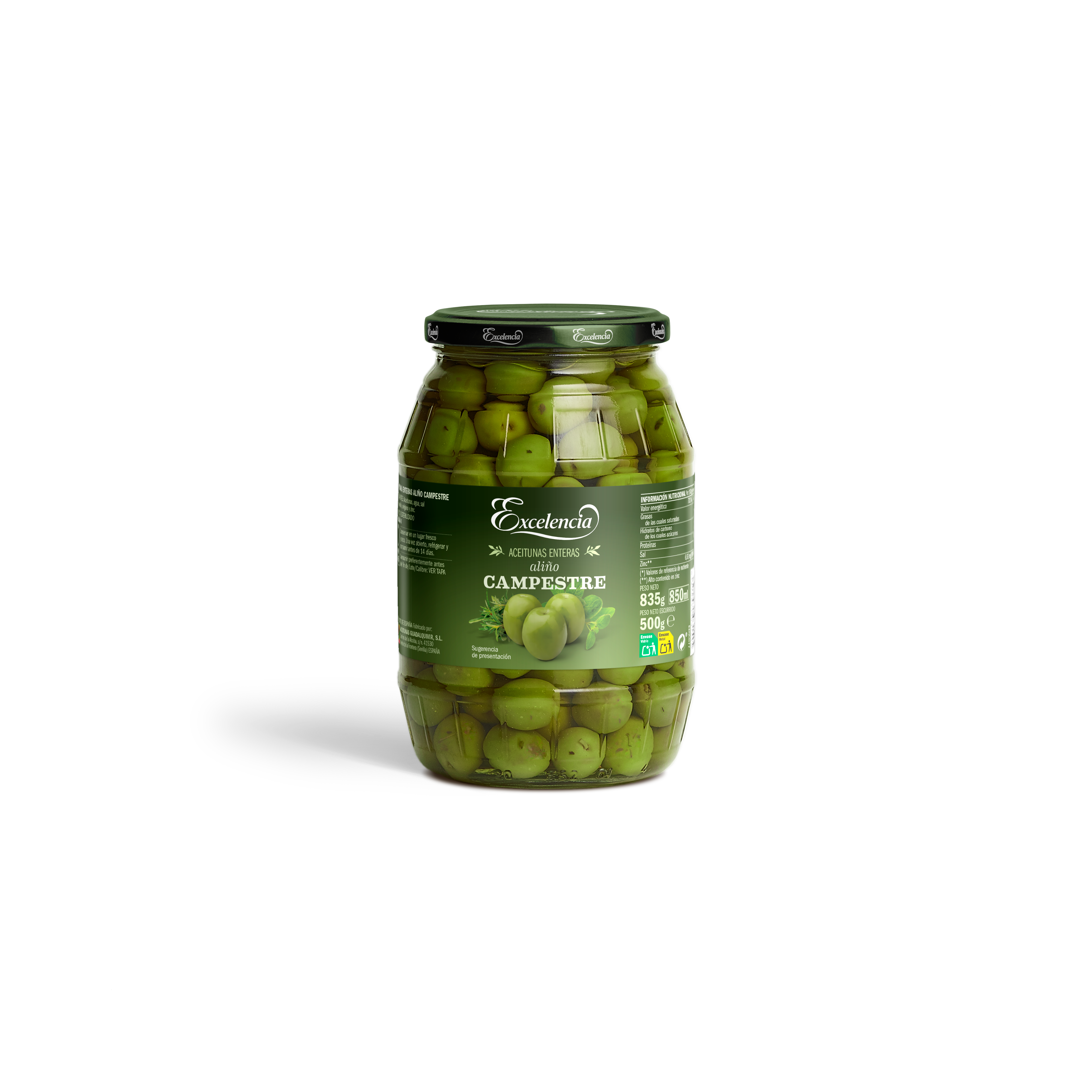 Aceituna con hueso aliñadas estilo Campestre Excelencia 500g