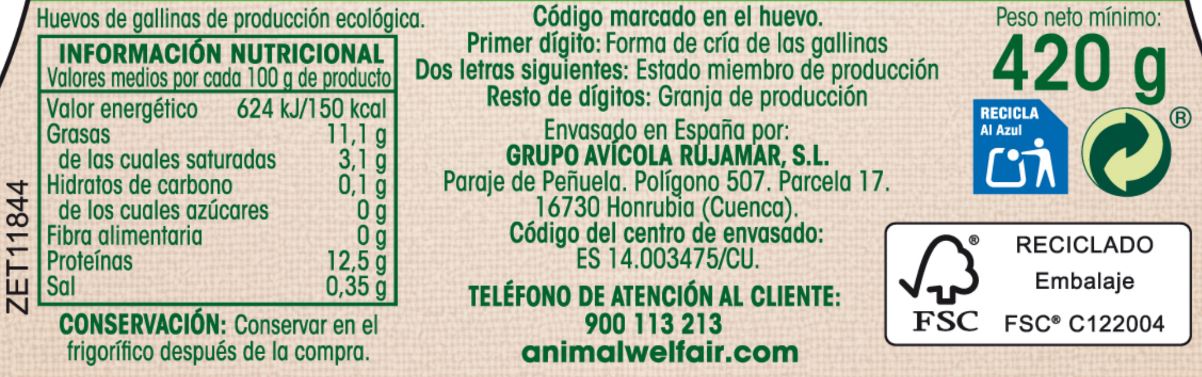 Huevos ecológicos Alipende 6u clase l-xl