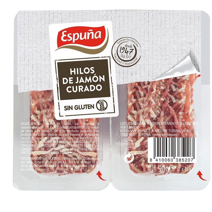 Hilos de jamón curado Espuña pack 2 de 45g