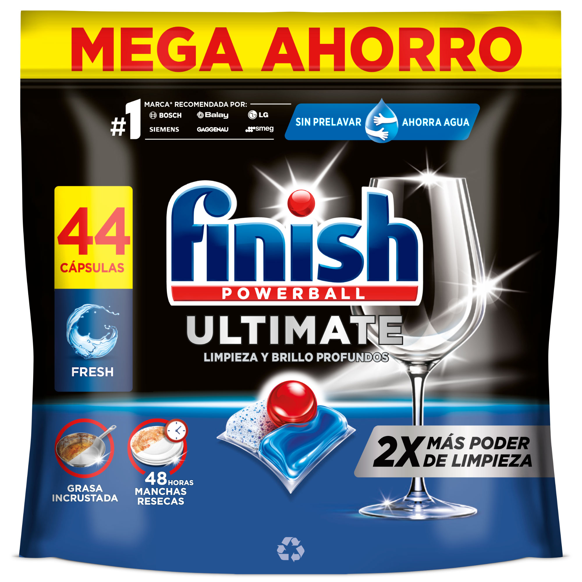 Detergente en cápsulas para lavavajillas Finish 44 unidades Ultimate