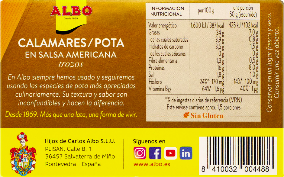 Calamar en salsa americana Albo 72g