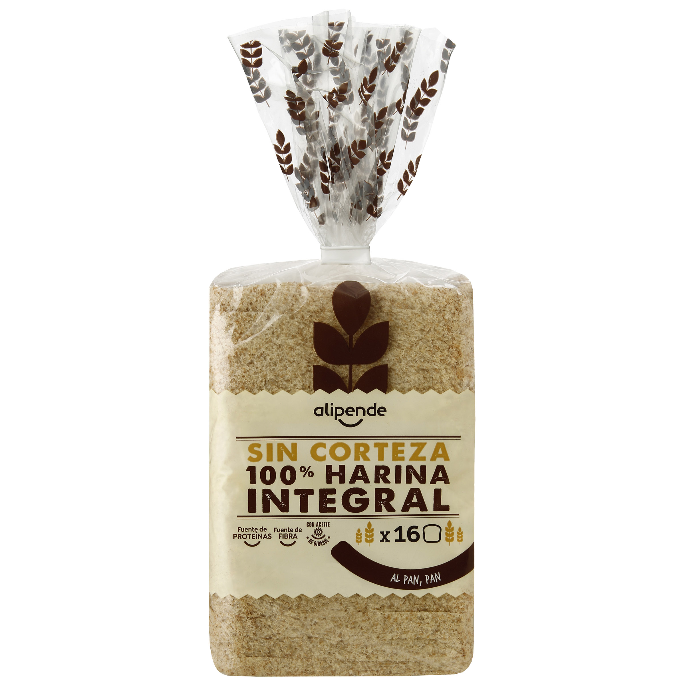 Pan de molde integral sin corteza Alipende 450g