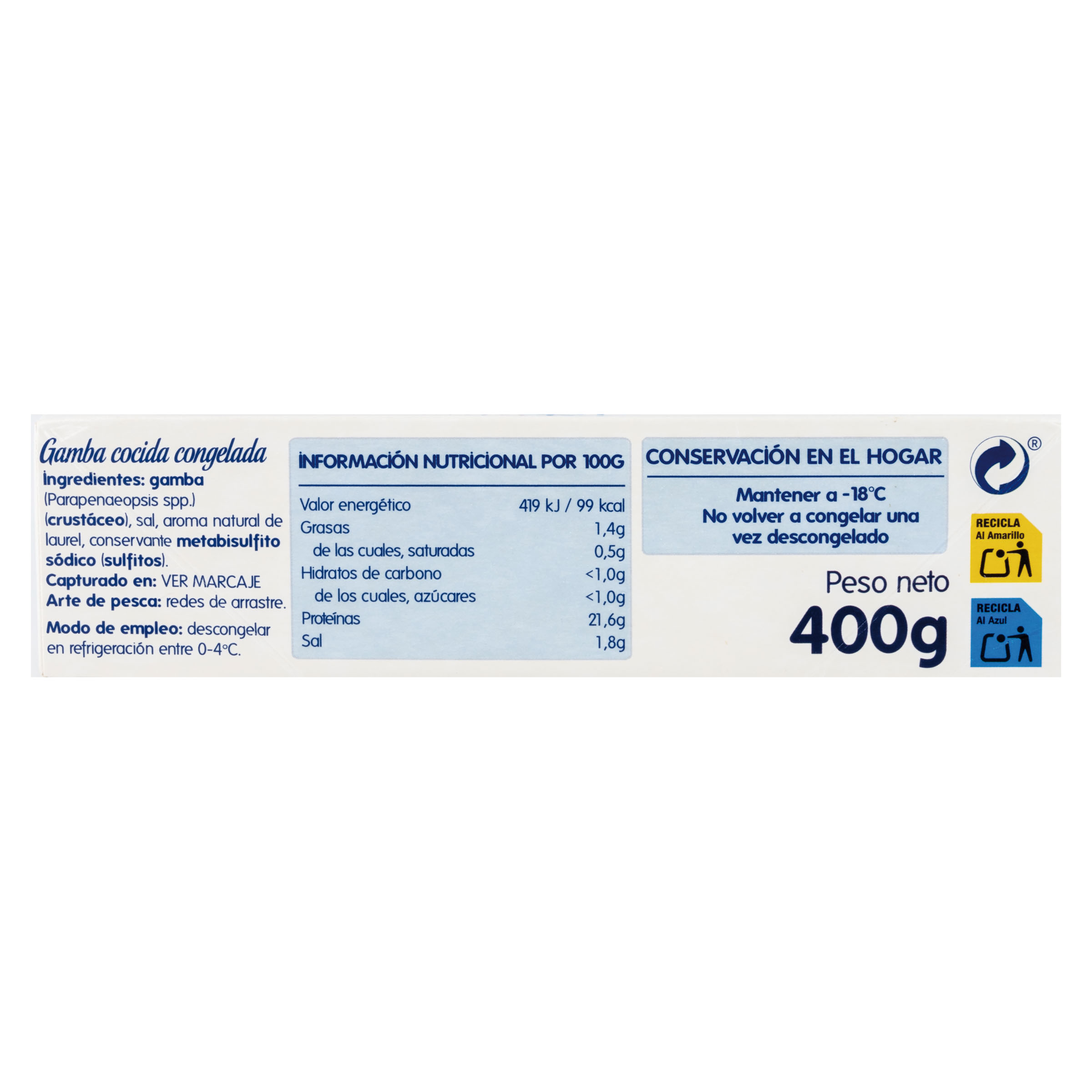 Gamba cocida Antonio y Ricardo 400g 40/48 piezas