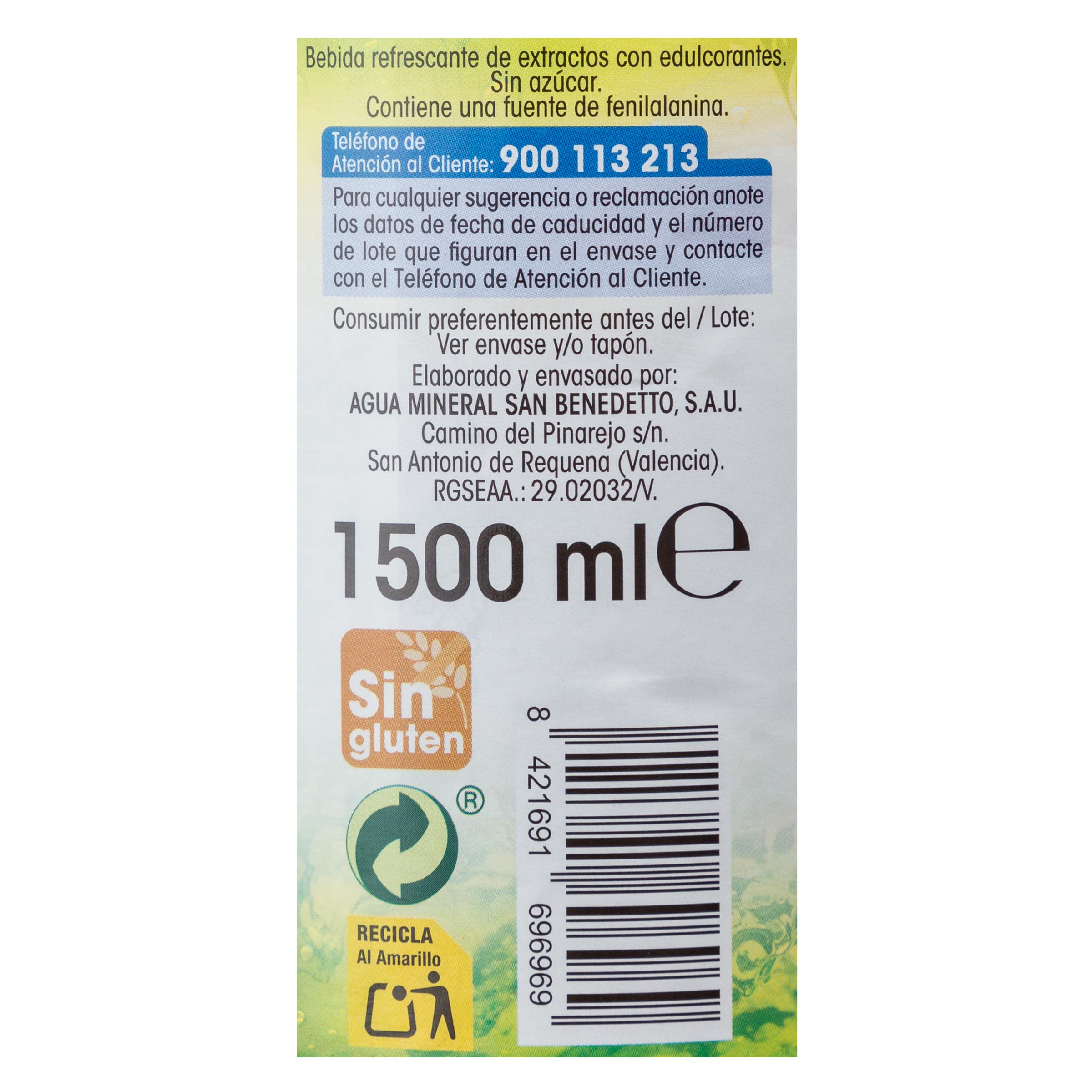 Refresco té Alipende sin azúcar botella 1,5l limón
