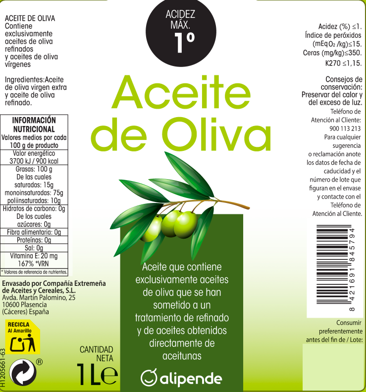 Aceite de oliva Alipende 1l 1º
