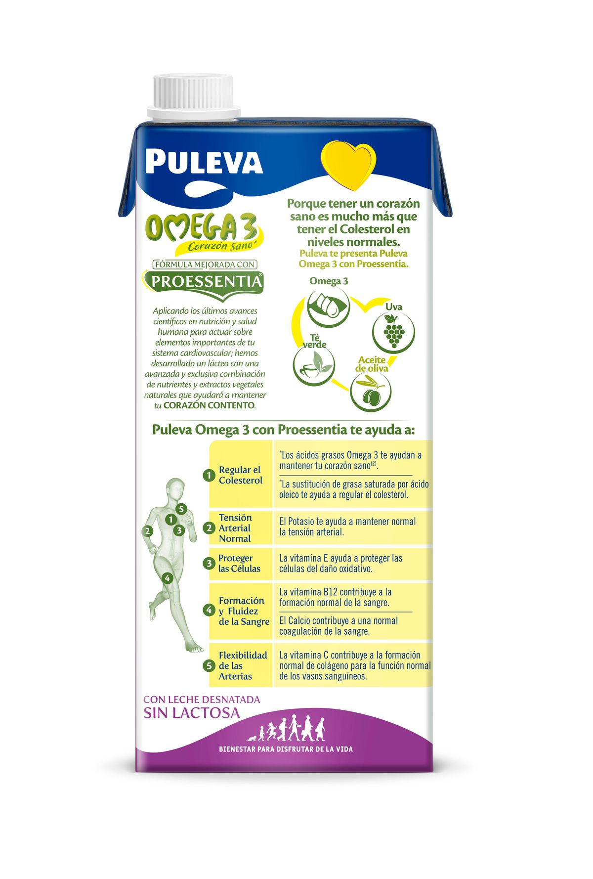 Bebida láctea sin lactosa Puleva 1l omega3