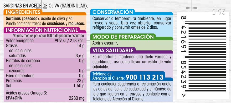 Sardinillas en aceite de oliva Alipende 2 unidades 62g