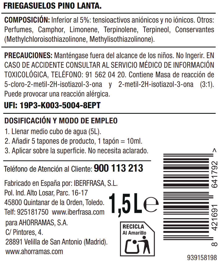 Friegasuelos Lanta 1,5l pino