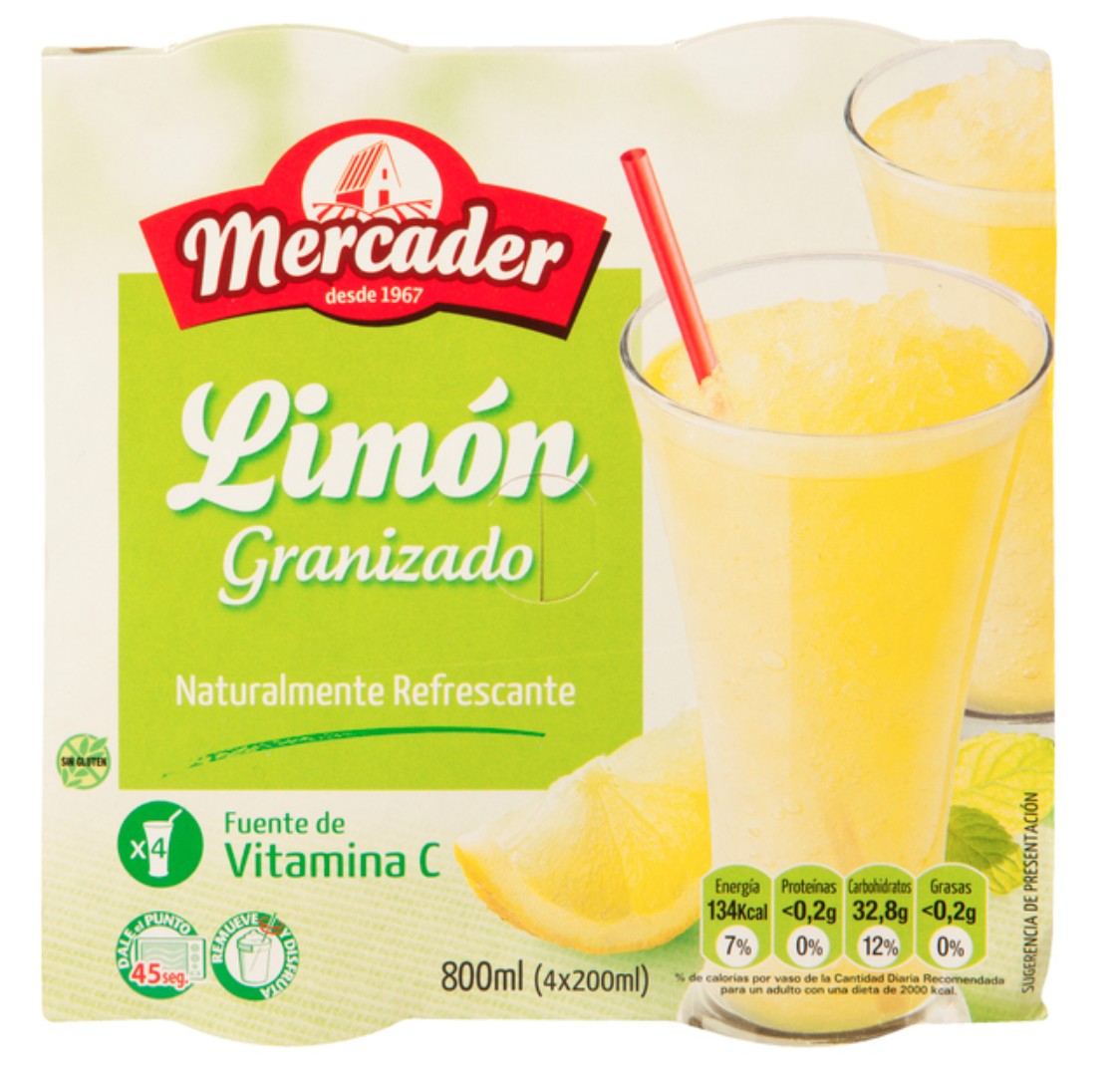 Granizado con sabor a limón en pack de 4 unidades Mercader