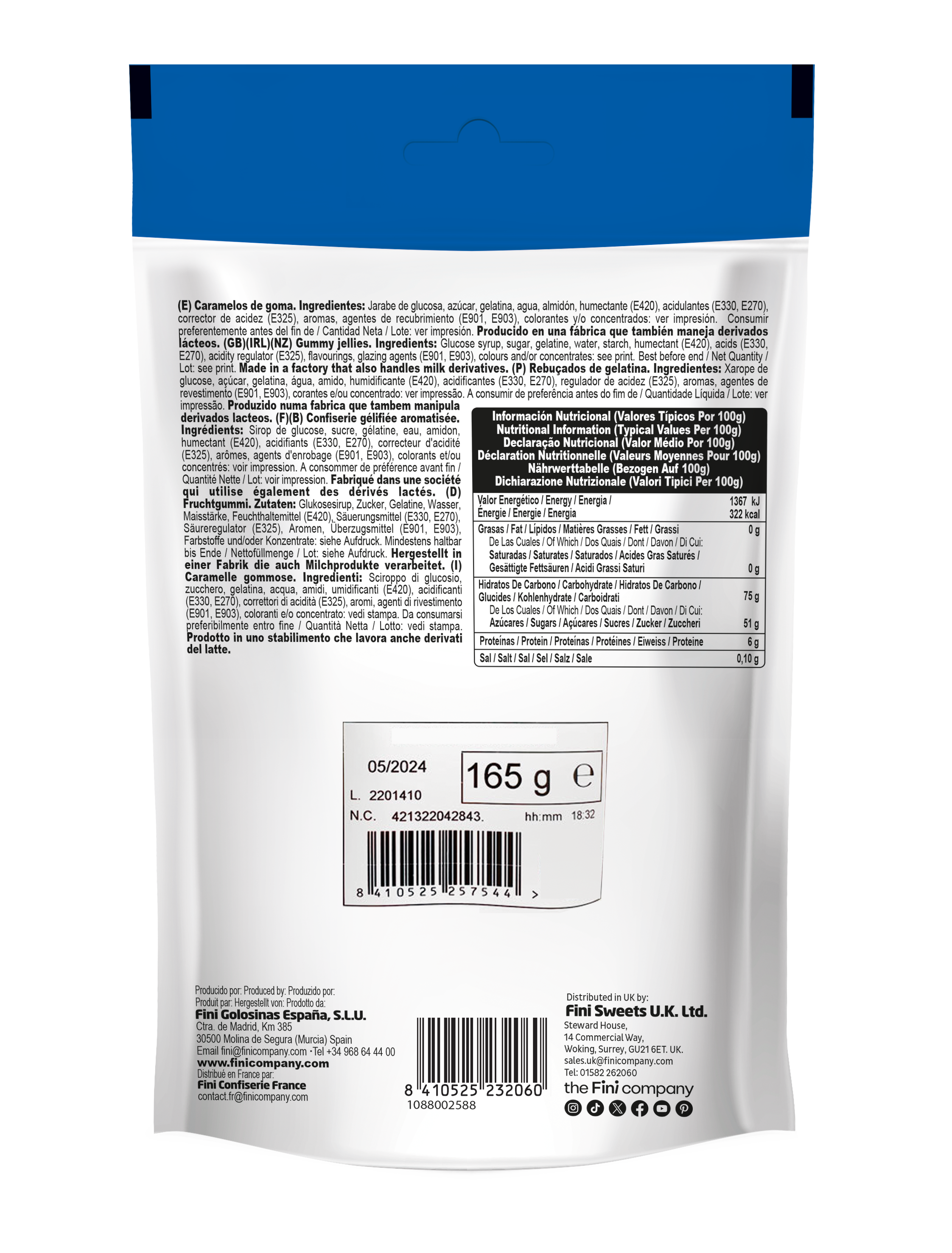 Golosinas sin gluten Fini 180g cinema mix brillo