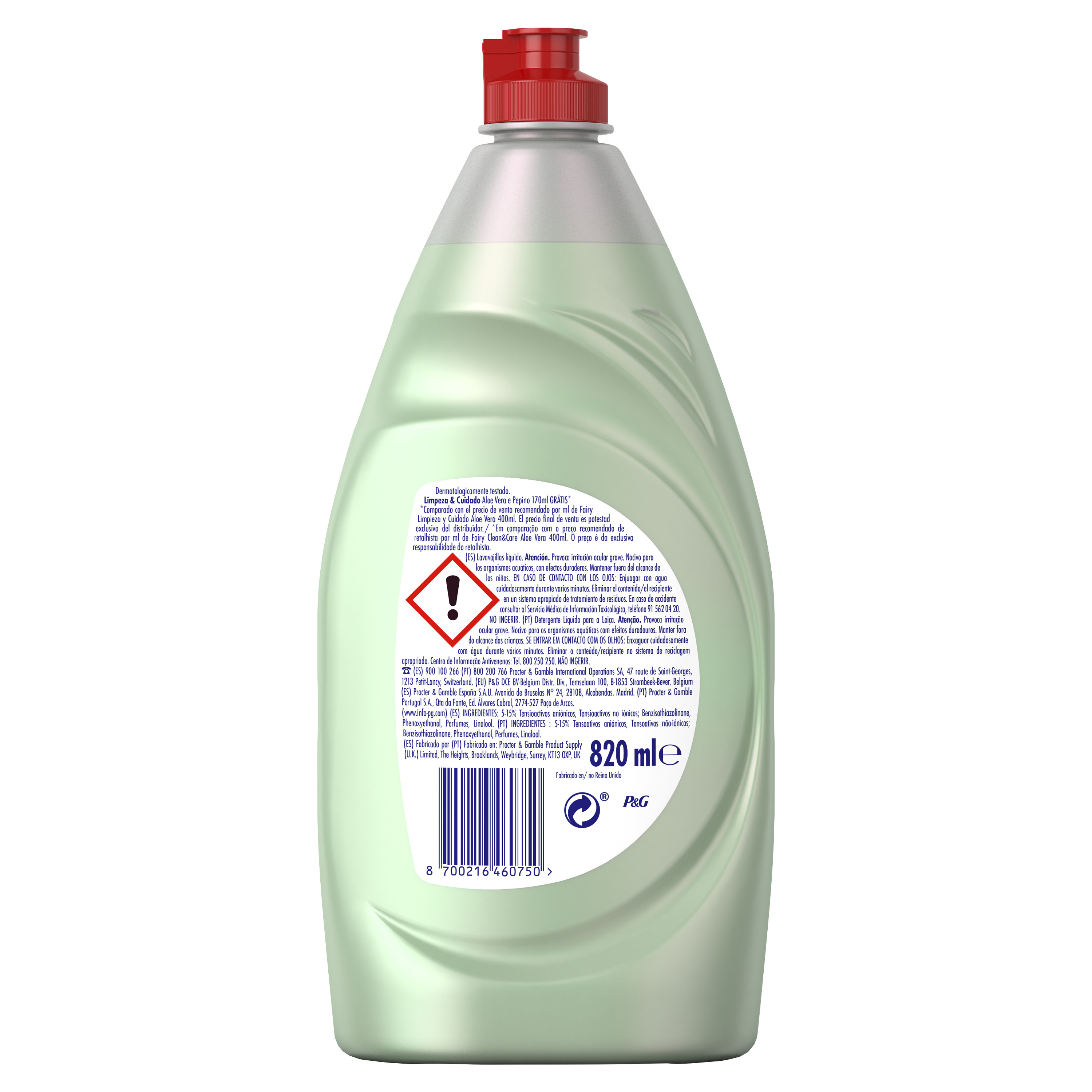 Lavavajillas Fairy 820 ml Aloe y pepino