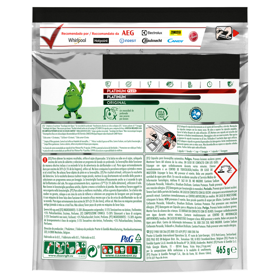 Detergente en pastillas para lavavajillas Fairy Platinum plus Limón 15+15 uds