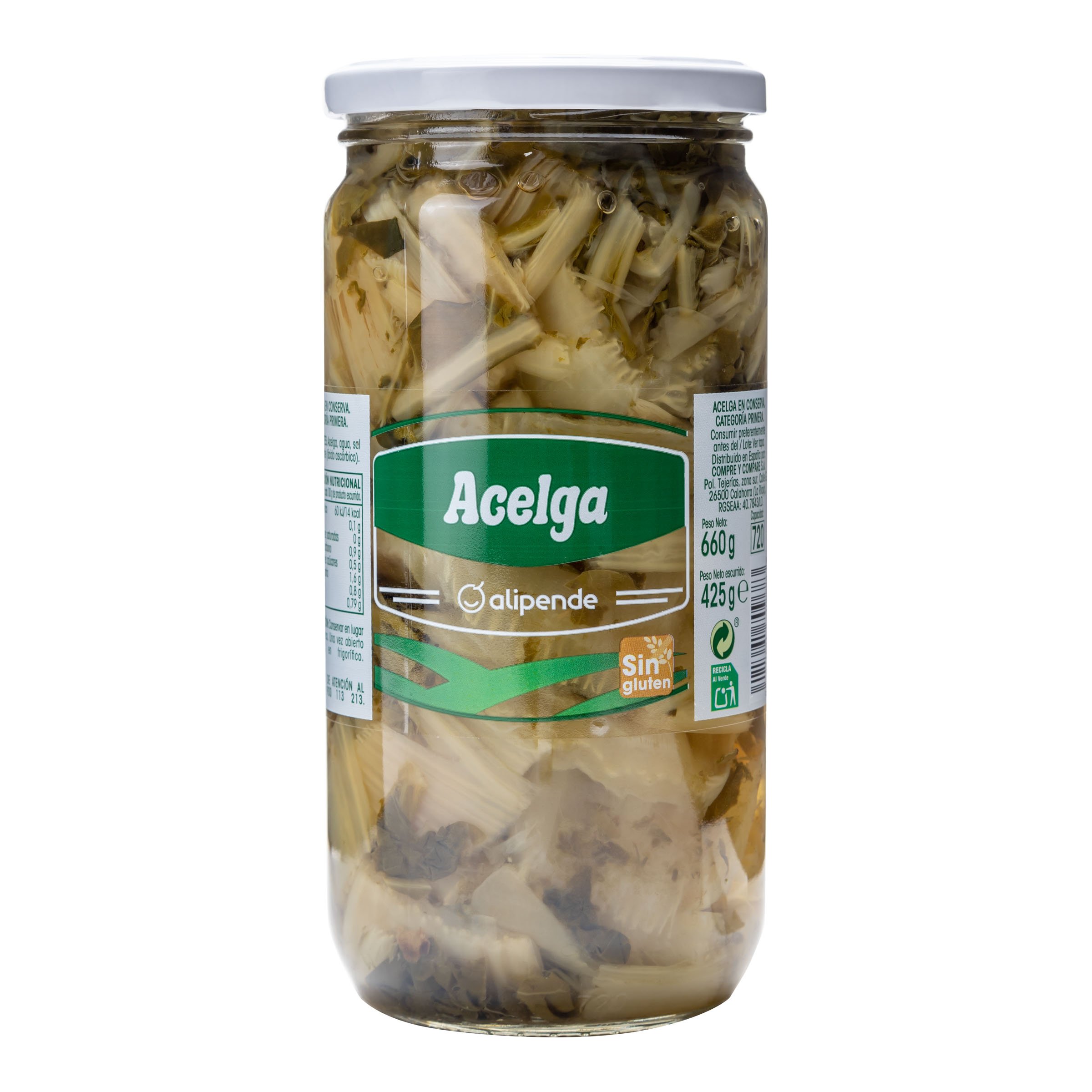 Acelgas sin gluten Alipende tarro de cristal 425g | Ahorramas, image size:2400x2400
