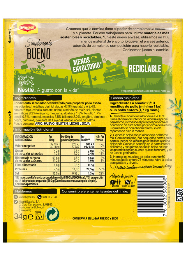 Sazonador de hierbas provenzales jugoso al horno de Maggi 34g