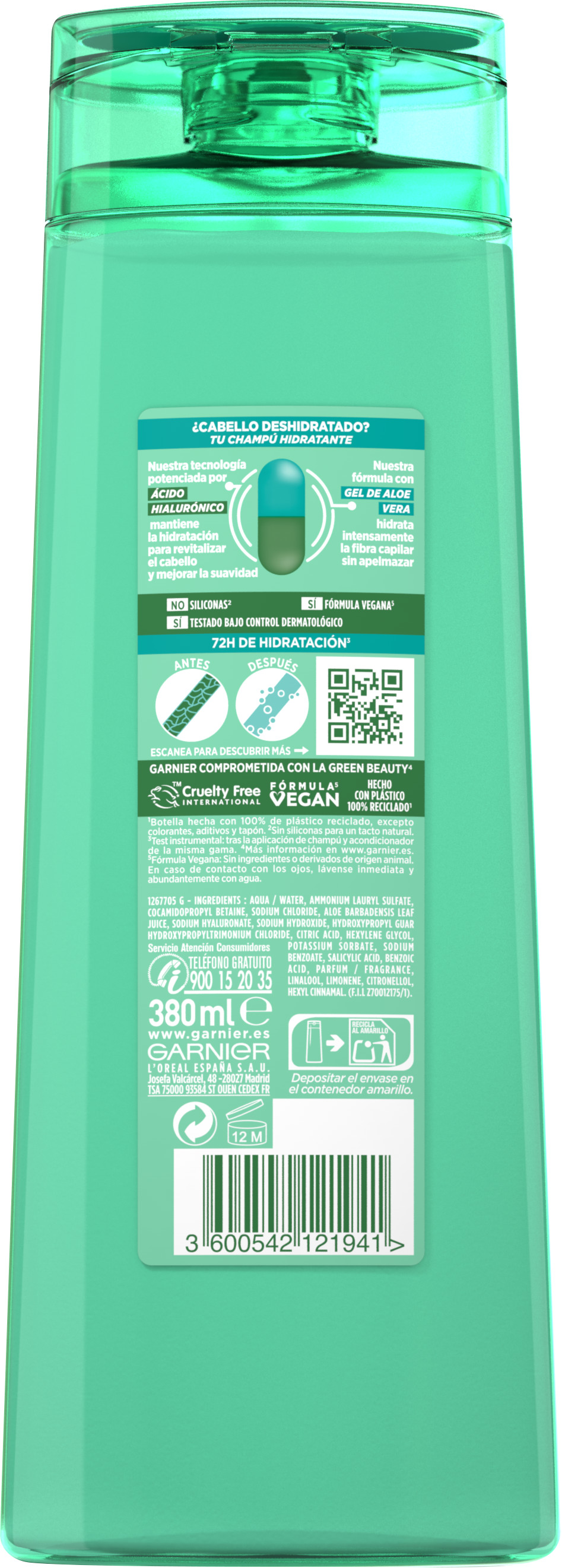 Garnier Fructis Aloe Hydra Bomb Shampoo – 360 Ml, Ohne Silikone & Parabene, Mit Aloe Vera