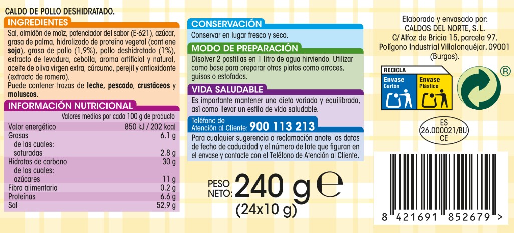 Pastillas de caldo de pollo Alipende 24 unidades