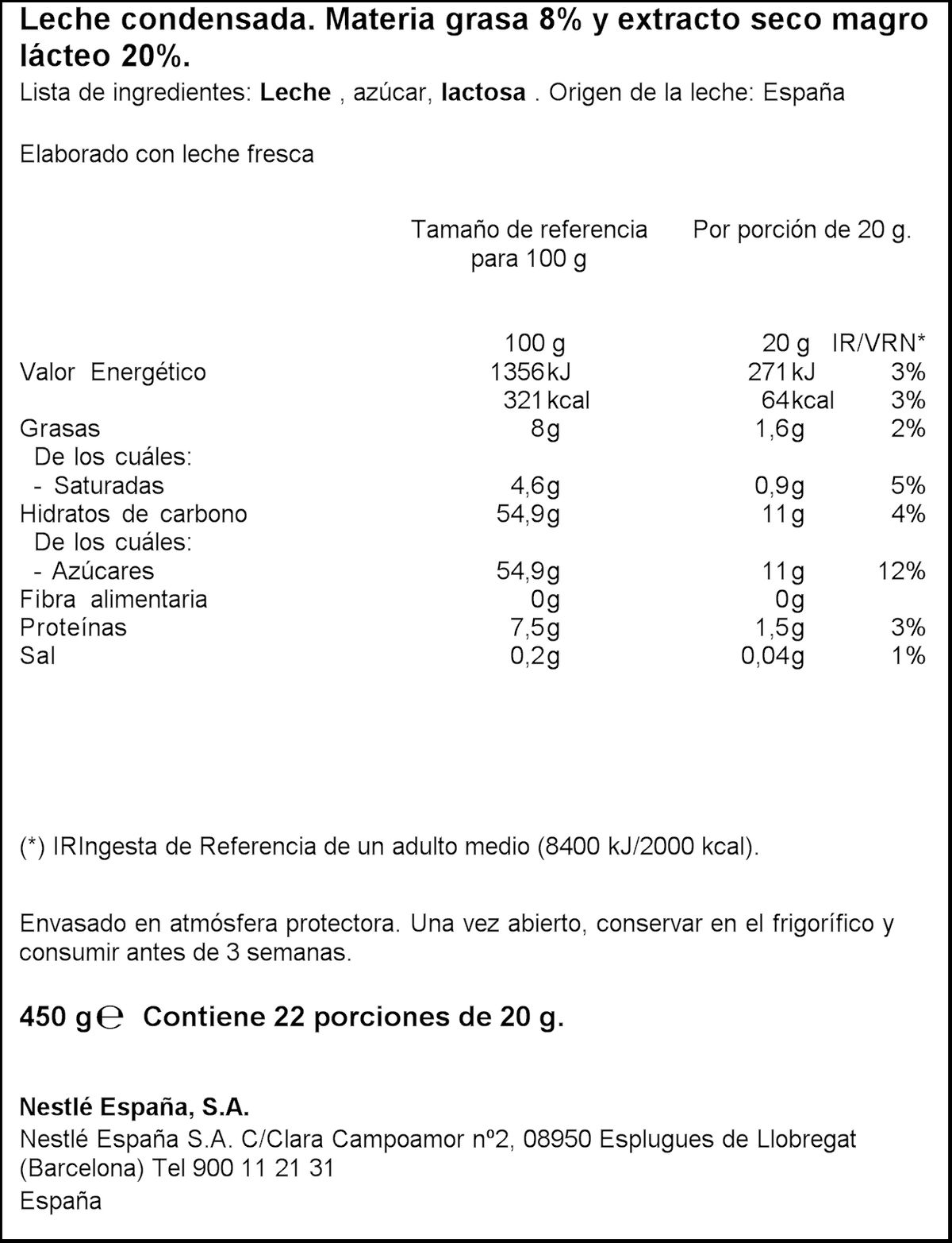 Leche condensada La Lechera botella sirve fácil 450g