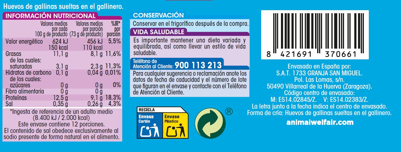 Huevos de gallinas sueltas en el gallinero Alipende 12u "clase l-xl"