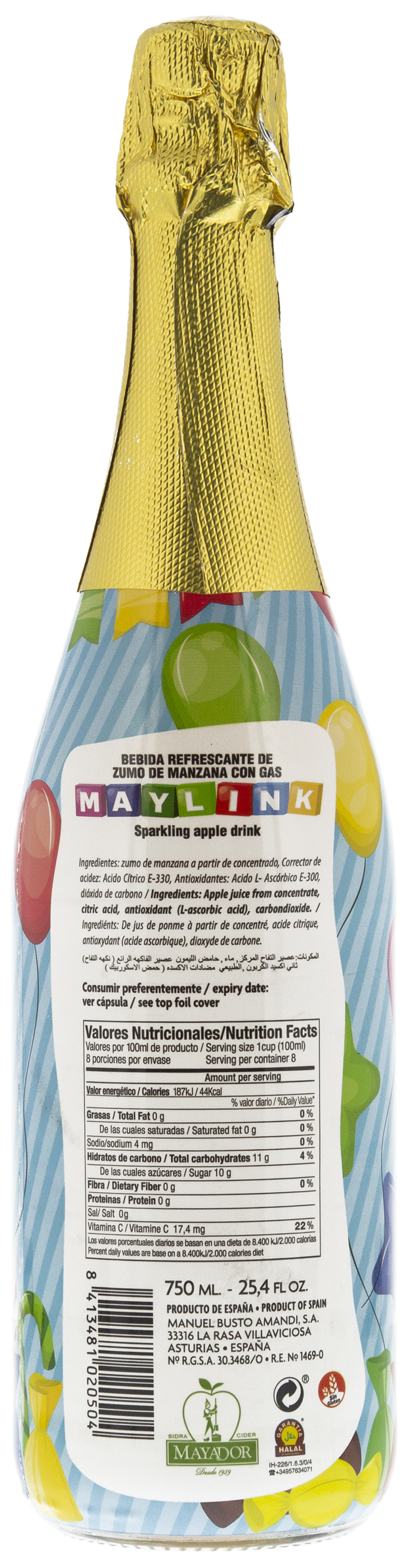Refresco sin alcohol Maylink 75cl manzana