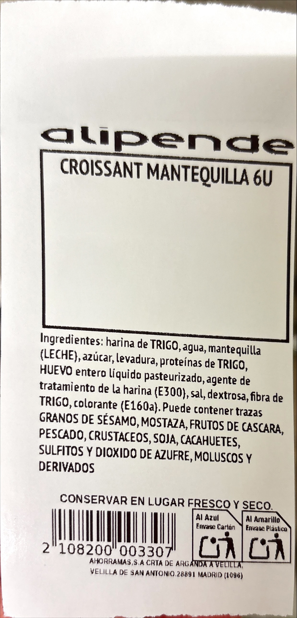 Croissant de mantequilla 6 uds