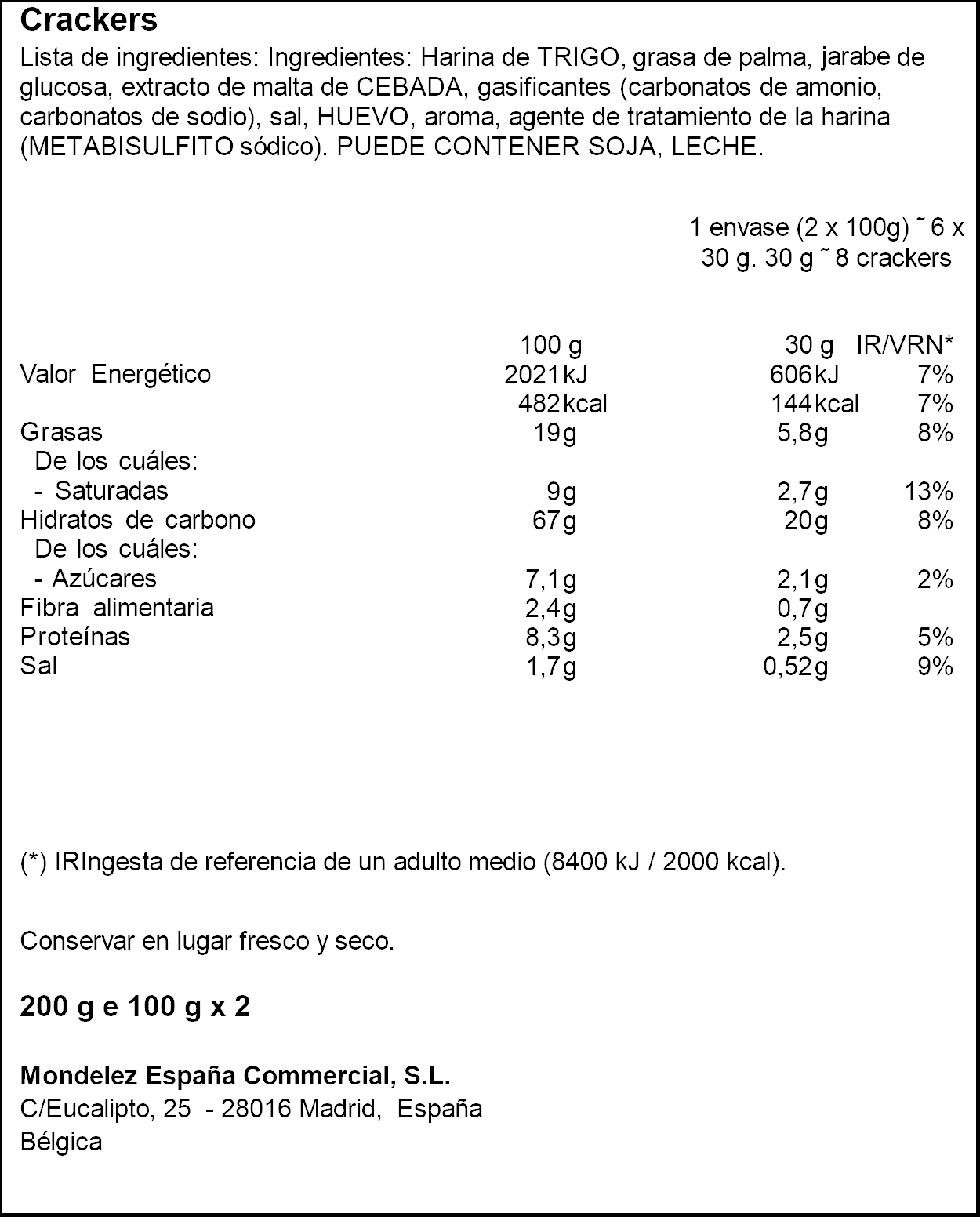 Galleta Tuc lu 100g 2u original