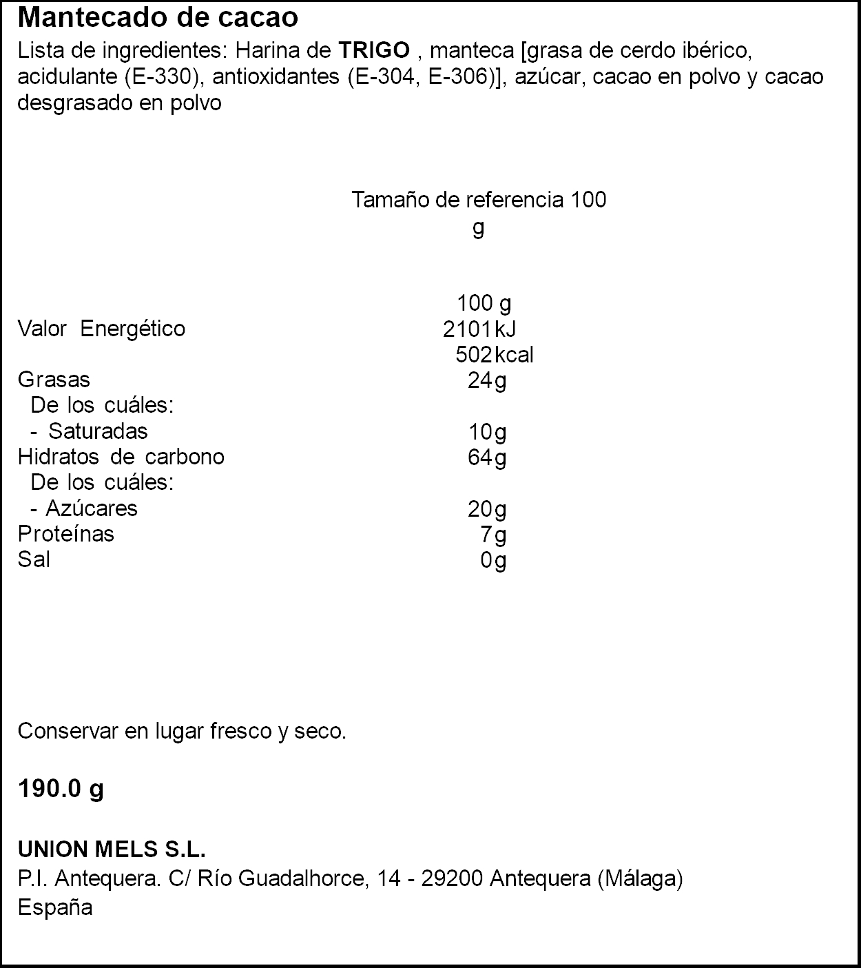 Mantecado de cacao Flor de Antequera 190g