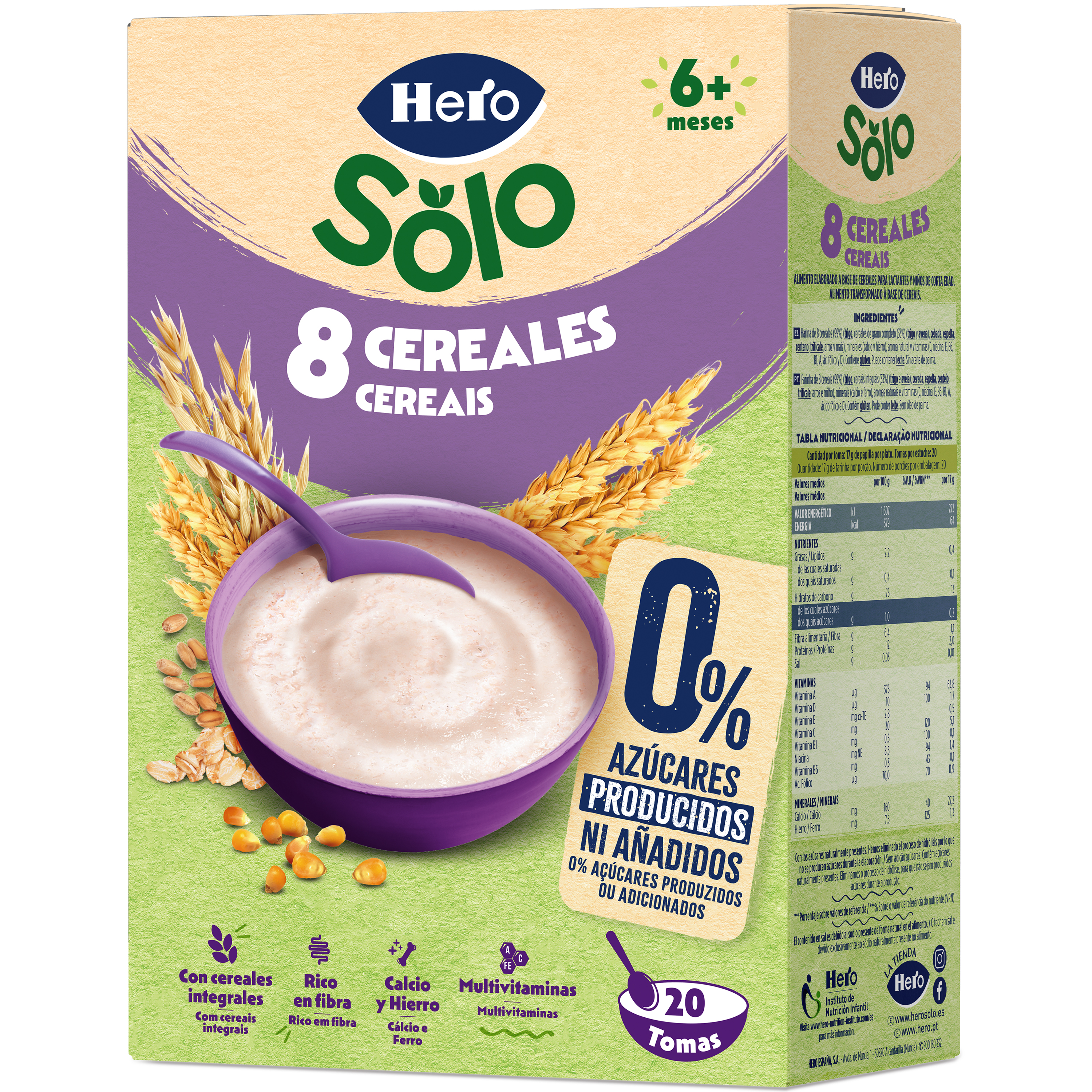 Papilla Hero Solo 0% 8 cereales desde 6meses 340g