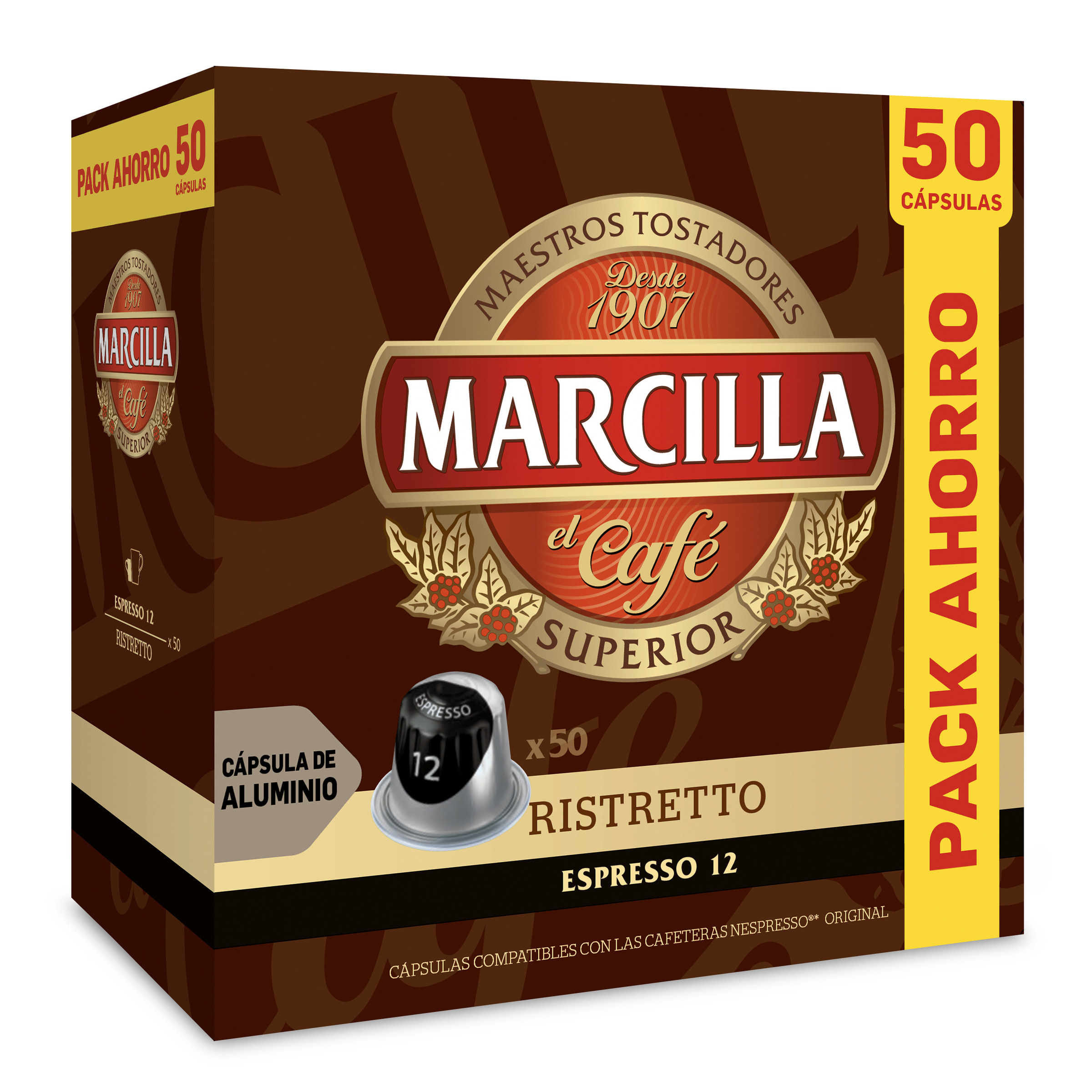 Café expresso ristretto intensidad 12 Marcilla 50 cápsulas