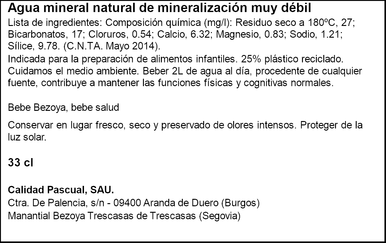 Agua mineral natural Bezoya Botella Sport 33cl