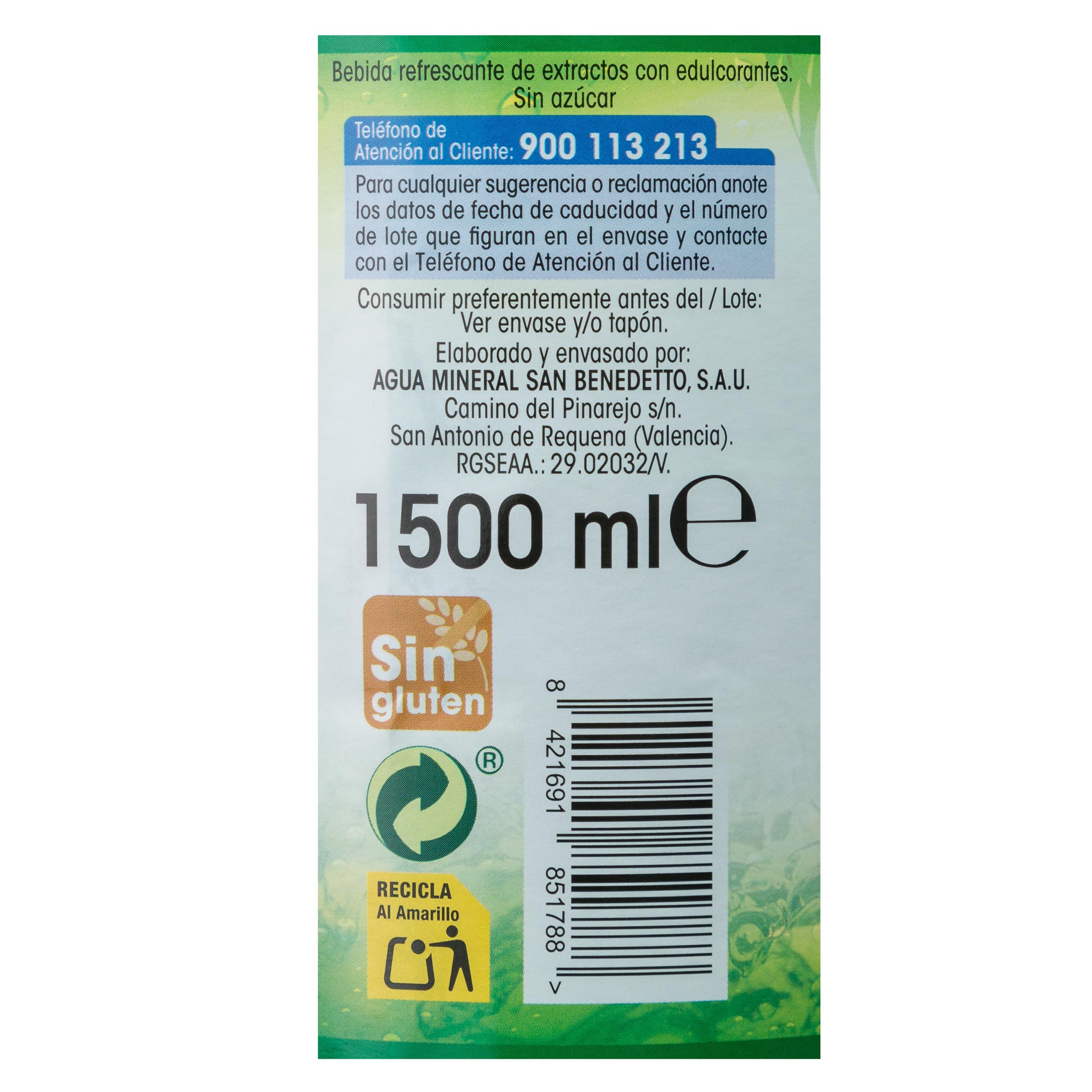 Refresco té verde Alipende sin azúcar botella 1,5l