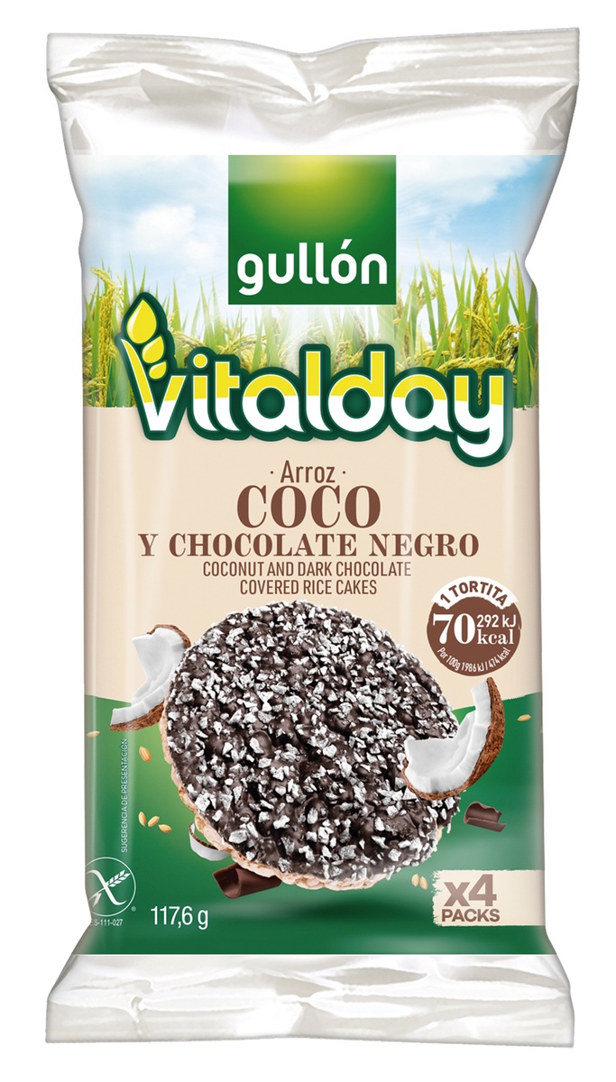 Tortitas de arroz Vitalday 118g chocolate negro y coco