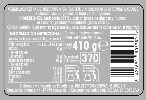 Mermelada extra Alipende 410g melocotón