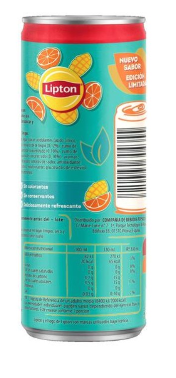 Refresco te Lipton 330ml Naranja-Mango
