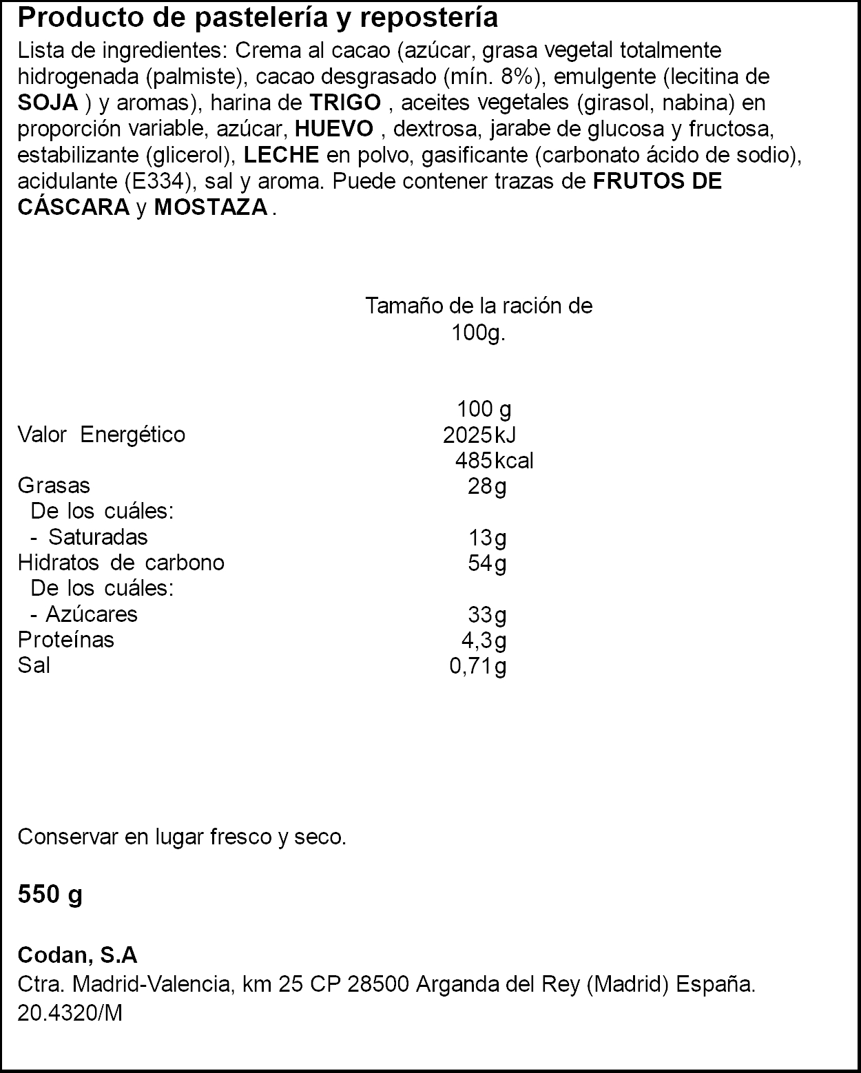 Conchas Codan 550g