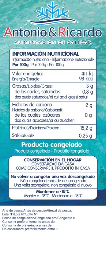 Filete merluza argentina sin piel A&R 970g