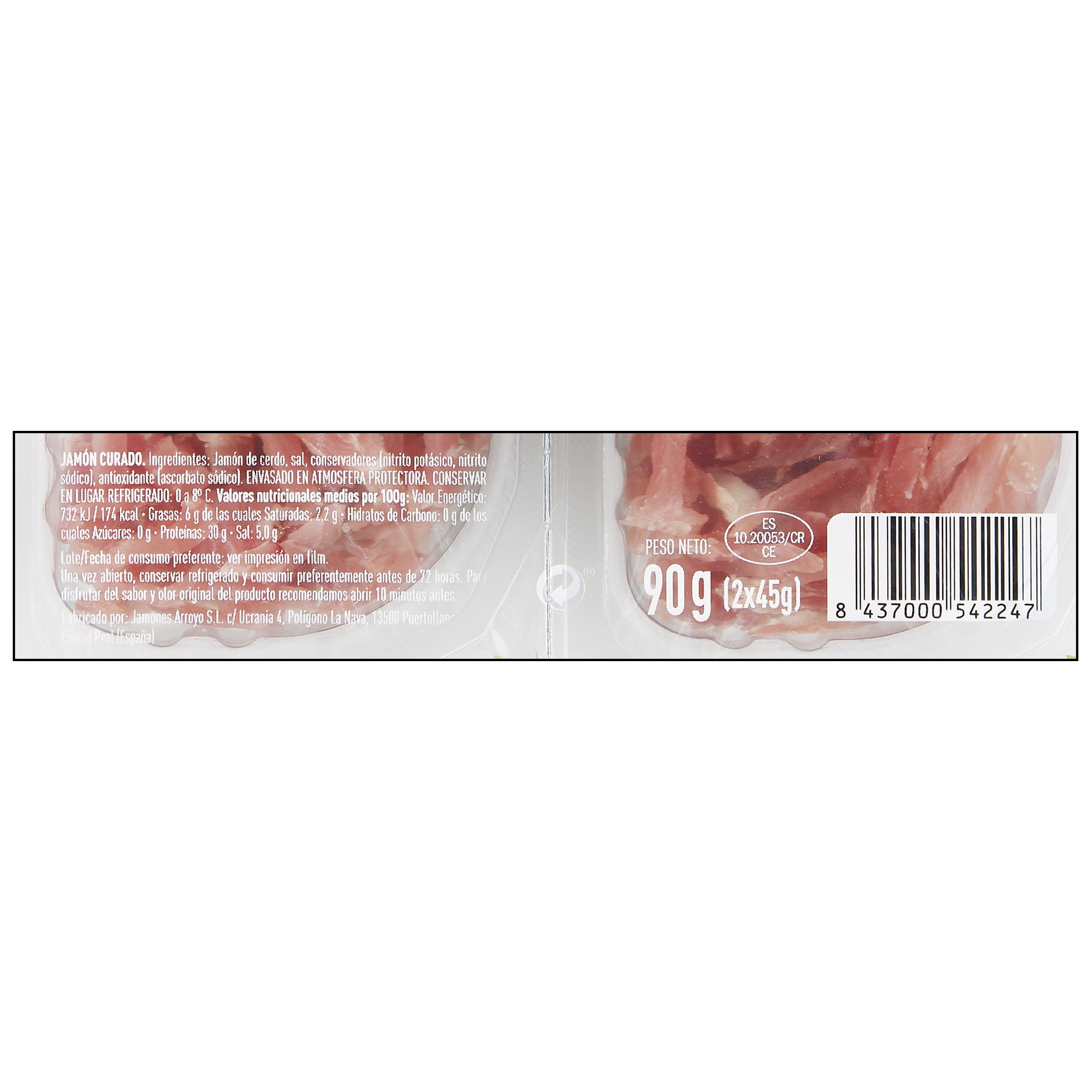 Hilos jamón curado de Bodega Arroyo 2 x 45 gr.