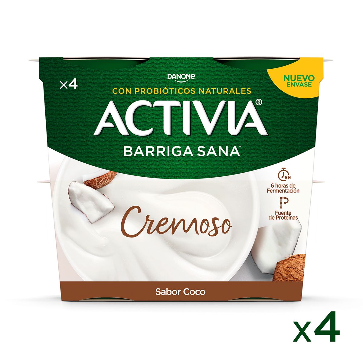 Bífidus Activia cremoso pack 4 sabor coco