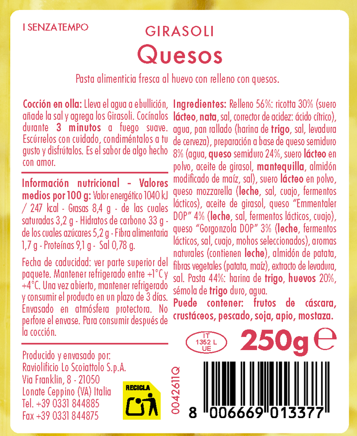 Ravioli con quesos Scoiattolo 250g
