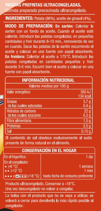 Patatas fritas Alipende 1kg corte fino