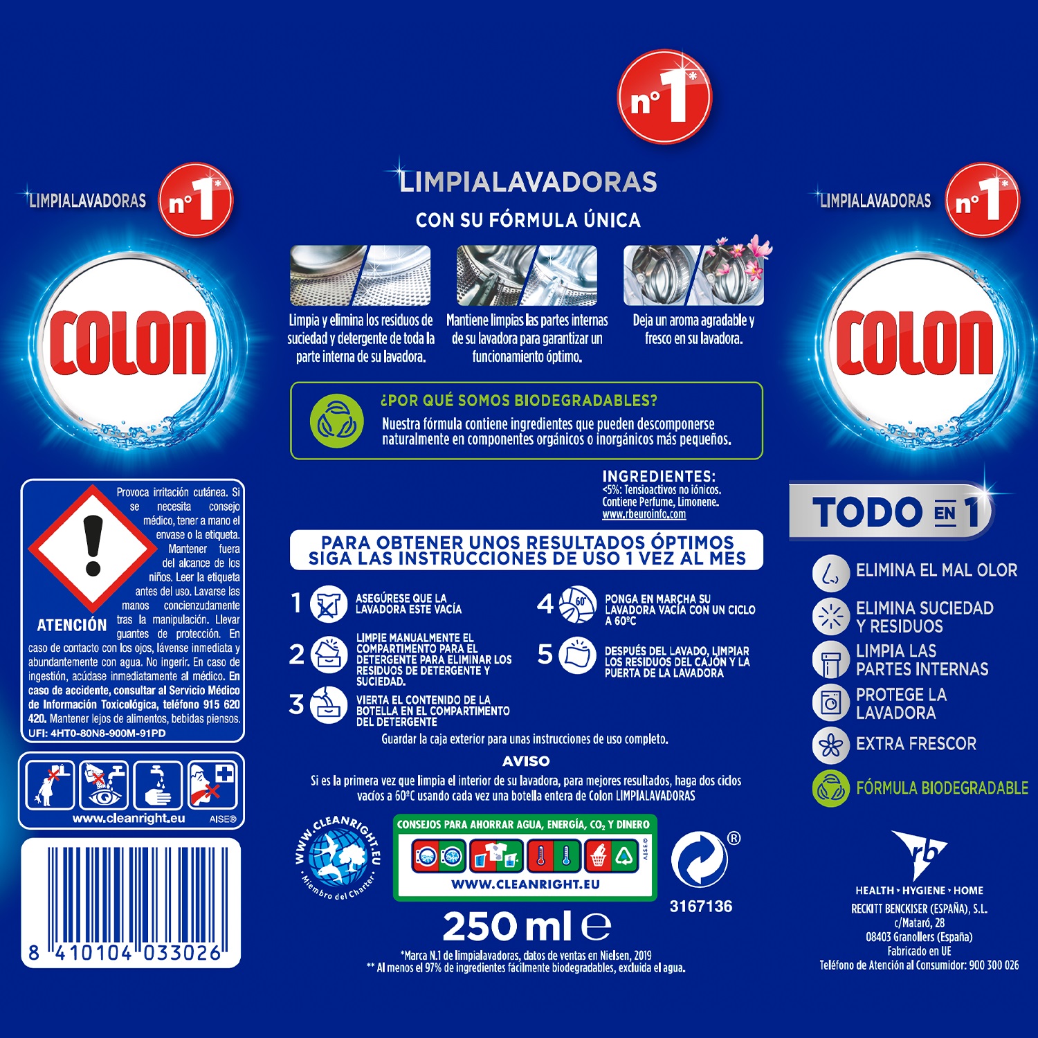 Colon Limpia Lavadoras Liquido 250