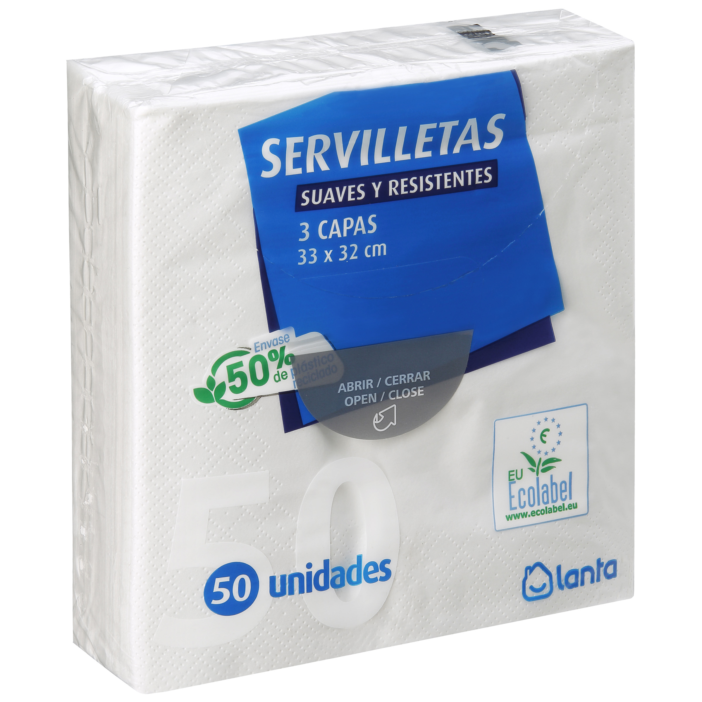 Servilletas Lanta 50 uds triple capa color blanco