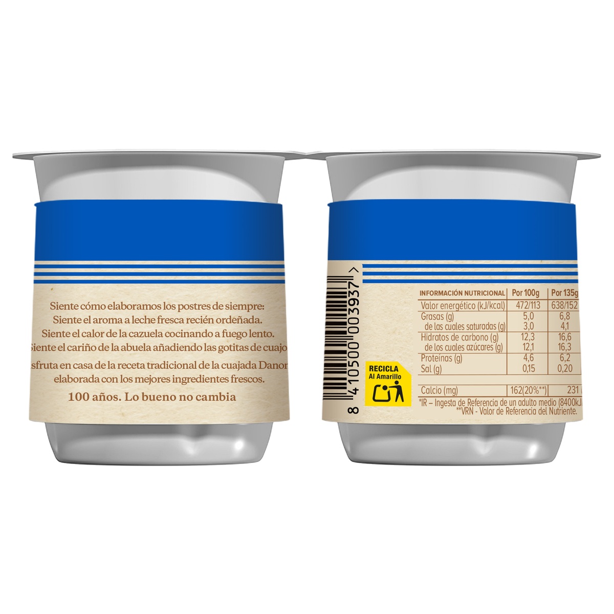 Cuajada Danone pack 2 natural azucarado