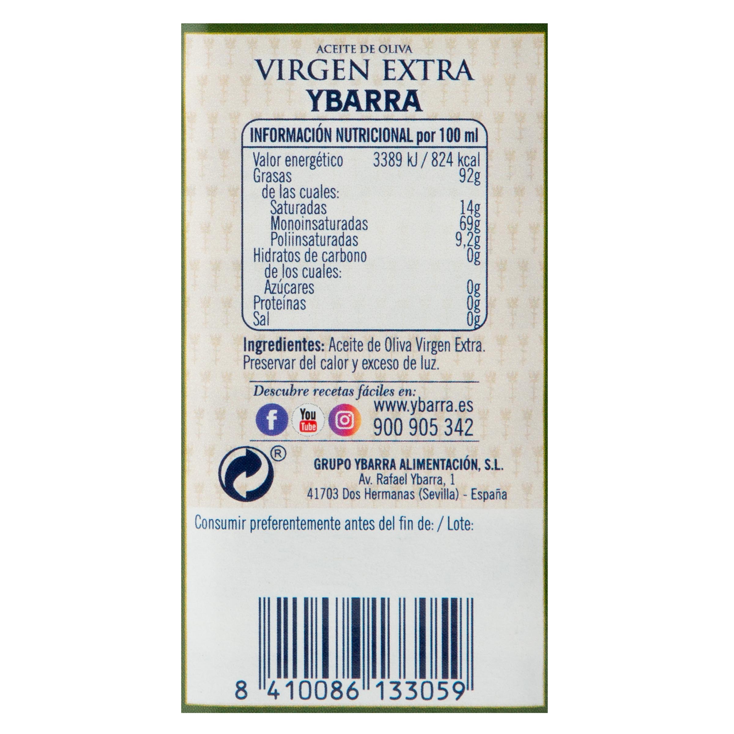 Aceite de oliva virgen extra Ybarra 500ml