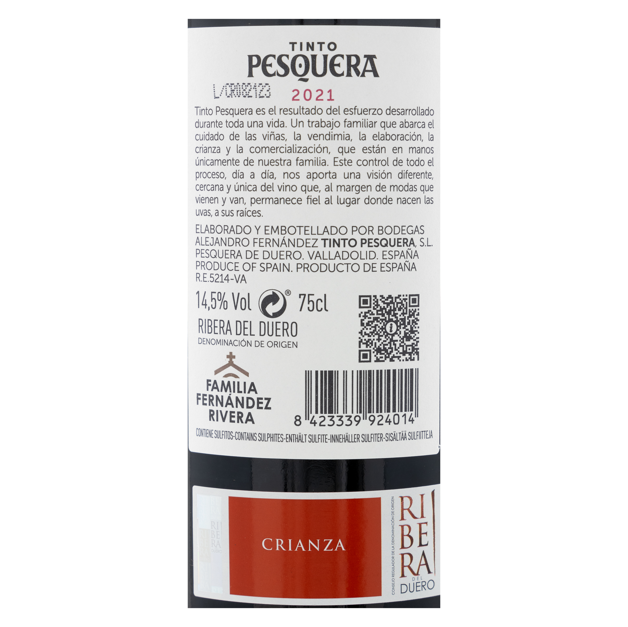 Vino tinto DO Ribera del Duero Pesquera crianza