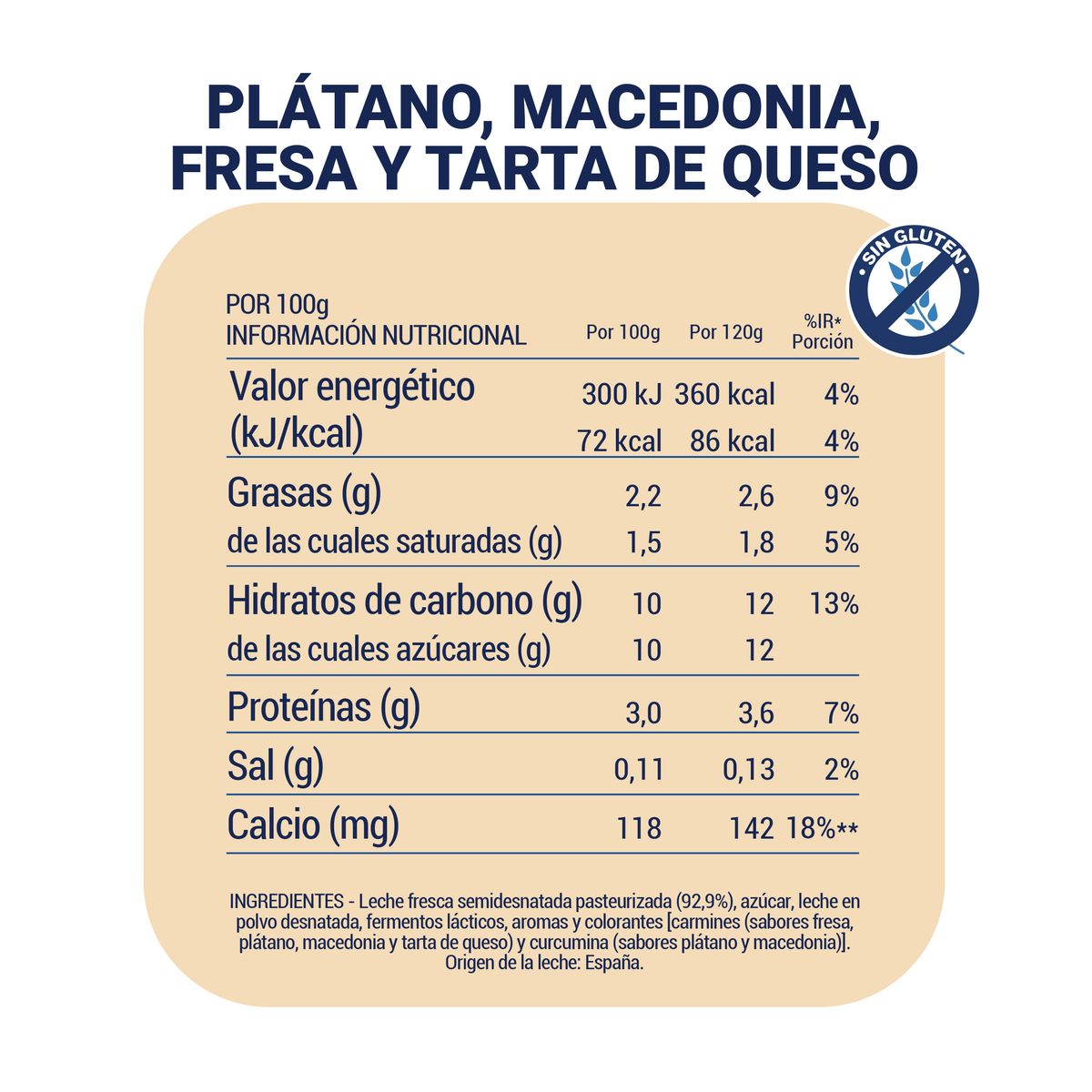 Yogur Danone pack 8 fresa plátano macedonia tarta queso
