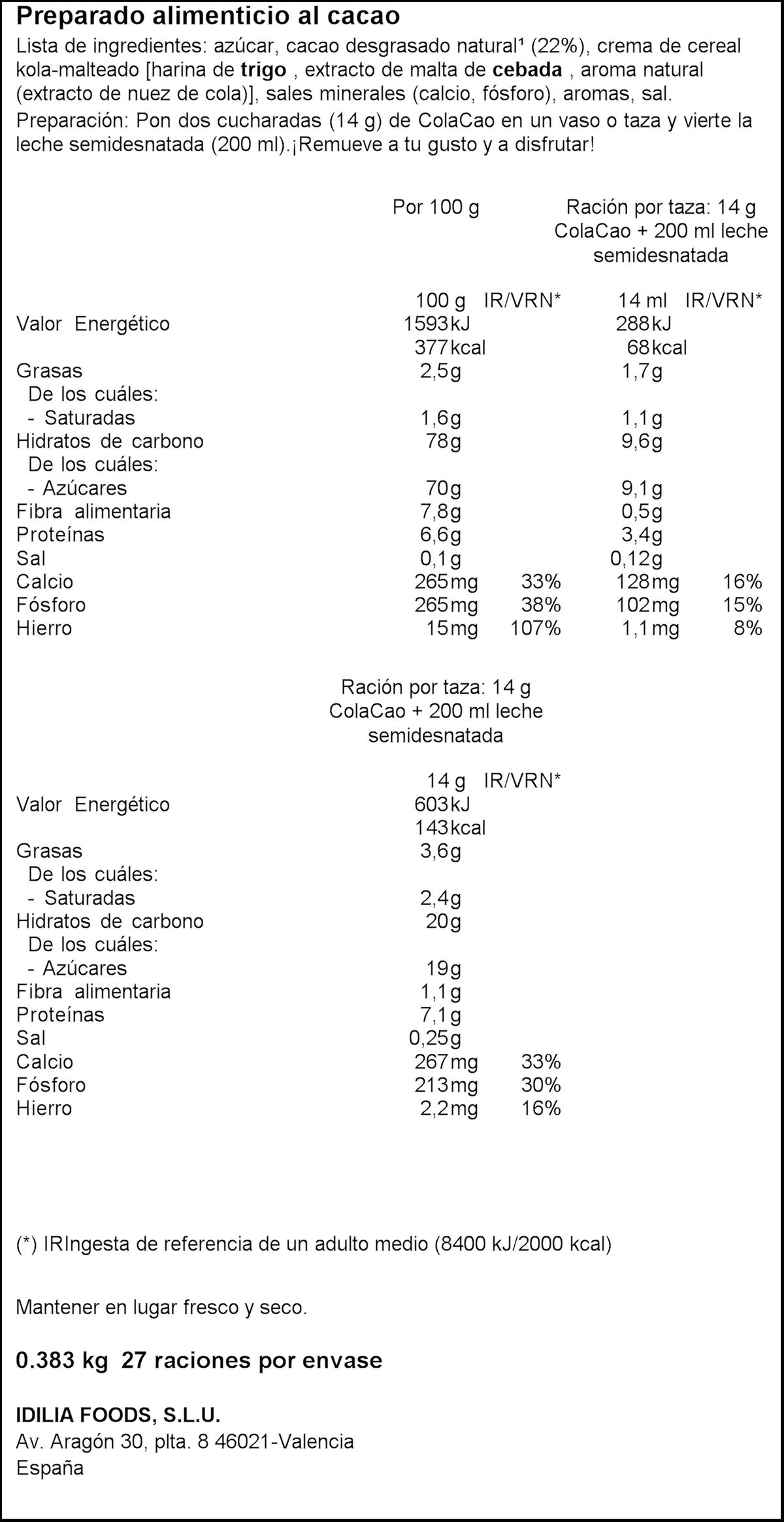 Cacao Colacao 383g