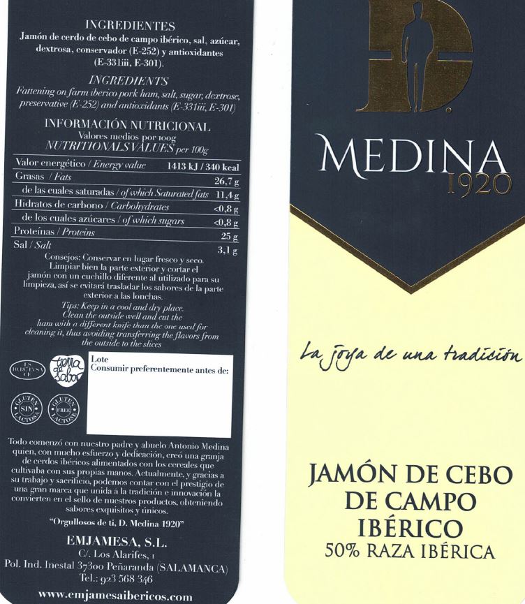 Jamón cebo campo ibérico 50% raza ibérica pieza 8k aprox